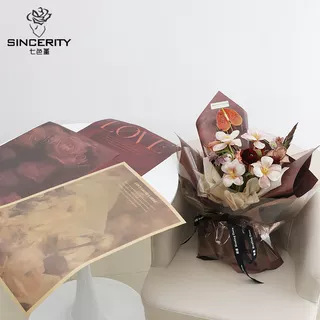 Qisejin nuevo estilo retro rosa con amor arte papel de embalaje de flores ramo de flores hecho a mano material de bricolaje