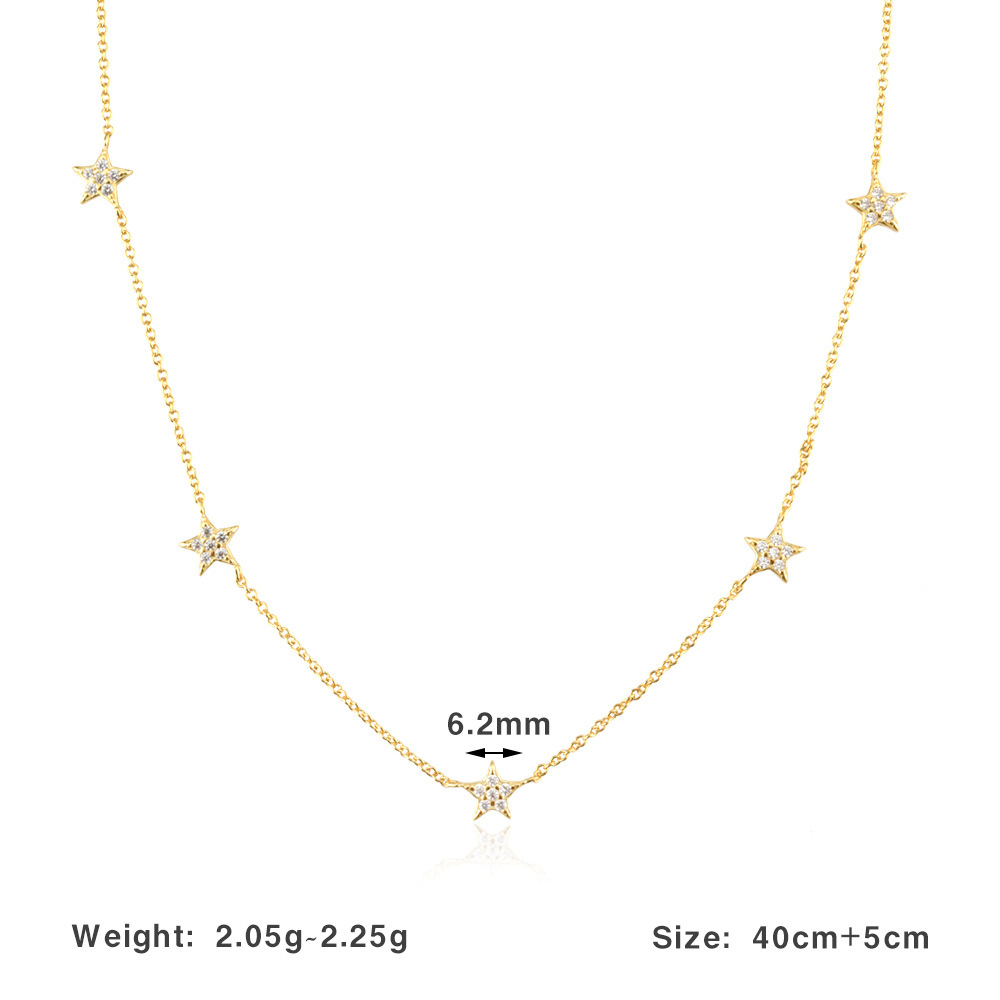 6g Weight 0.05µm-0.08µm Gold Plating Thickness 925 Sterling Silver Star Pendant Necklace
