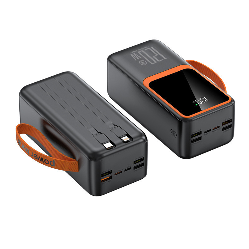 国境を越えた卸売パワーバンク 120W 大容量、ワイヤー内蔵デジタル ディスプレイ双方向超高速充電モバイル電源印刷|undefined