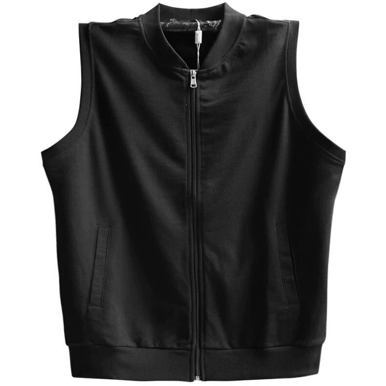 Spring and Summer Plus Size 150kg Men's Sleeveless T-Shirt Vest Baseball Collar Loose Fit Slimming American Retro Vest