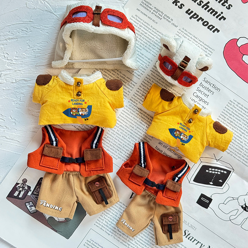 Only the Clothing Is Suitable for Nyota, Labubu Doll Clothes, Sitting Party T005 Flight Suit, Little Bear Doll Clothes, and Dress-Up Outfits