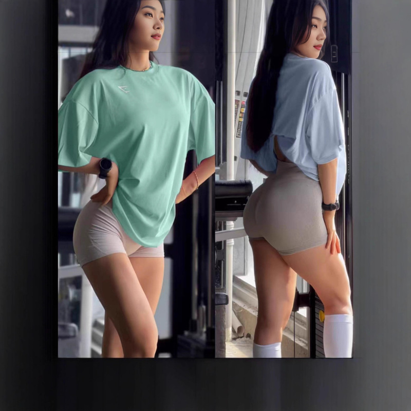 Shark Thin Short-Sleeve Cool Breathable Soft Sweat-Absorbent Combed Cotton Tight Spun Yarn Fitness Gym Workout Shark Thin Short-Sleeve Cool Breathable Soft Sweat-Absorbent Combed Cotton Tight Spun Yarn Fitness Gym Workout
