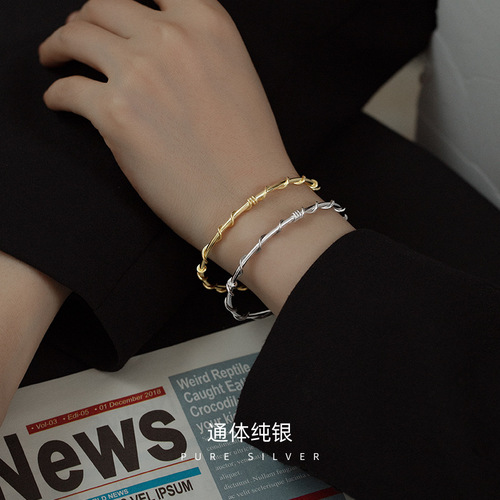 Under the Banyan Tree S925 Silver Handmade Open Tree Rattan Wrapping Bracelet for Women Simple Temperament Fashion Personality Bracelet Trendy