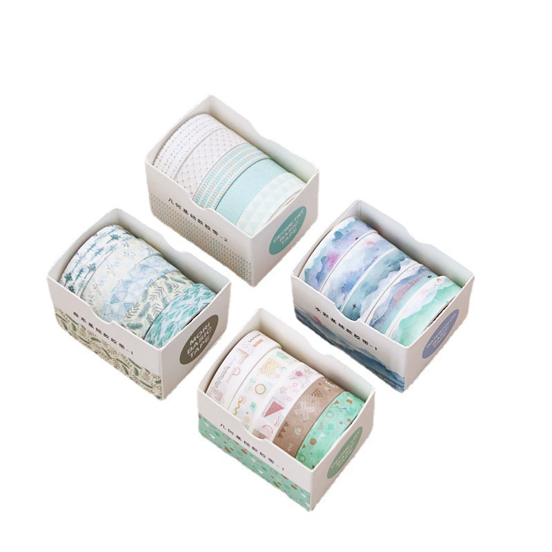 Washi Paper Tape Set, Decorative 5-Roll Packs, Watercolor & Retro Designs, 10–20 mm