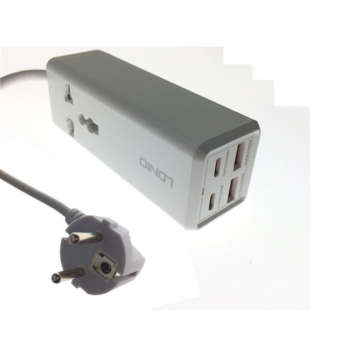 LDNIO power plug adapter extension cord PD65W laptop adapter QC3.0 mobile fast charging head