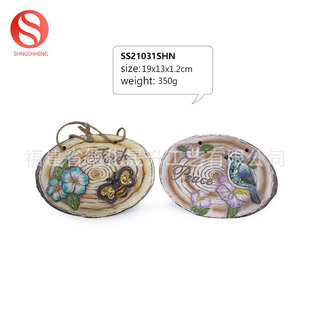 Creative Imitation Wood Pile Design Garden Art Slate Painted Animals and Plants Decorative Cement Craft Home Furnishings