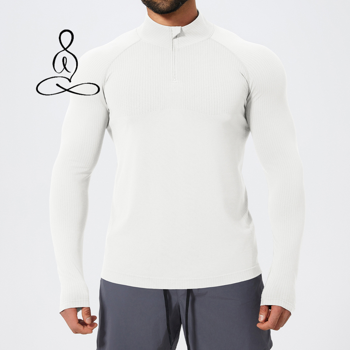 A1O Cross-Border Men's Stand-Up Collar Sports Fitness Wear Zippered Seamless Long-Sleeved T-Shirt Gym Running Football Tennis Shirt
