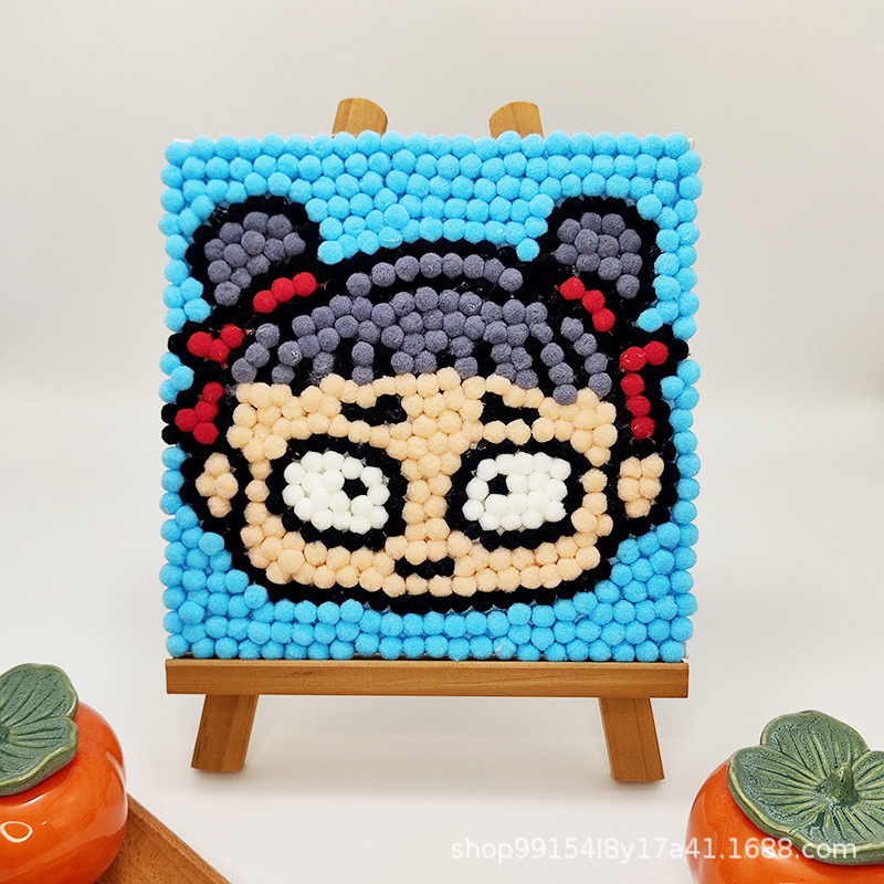 DIY ヘアボール絵画手作り材料パッケージクリエイティブ子供の漫画アニメーション装飾絵画ステッカー絵画屋台卸売|undefined