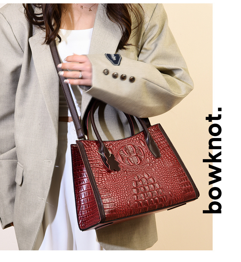Elegant Women's Large Capacity Crocodile Pattern Handbag Tote_voghion.com