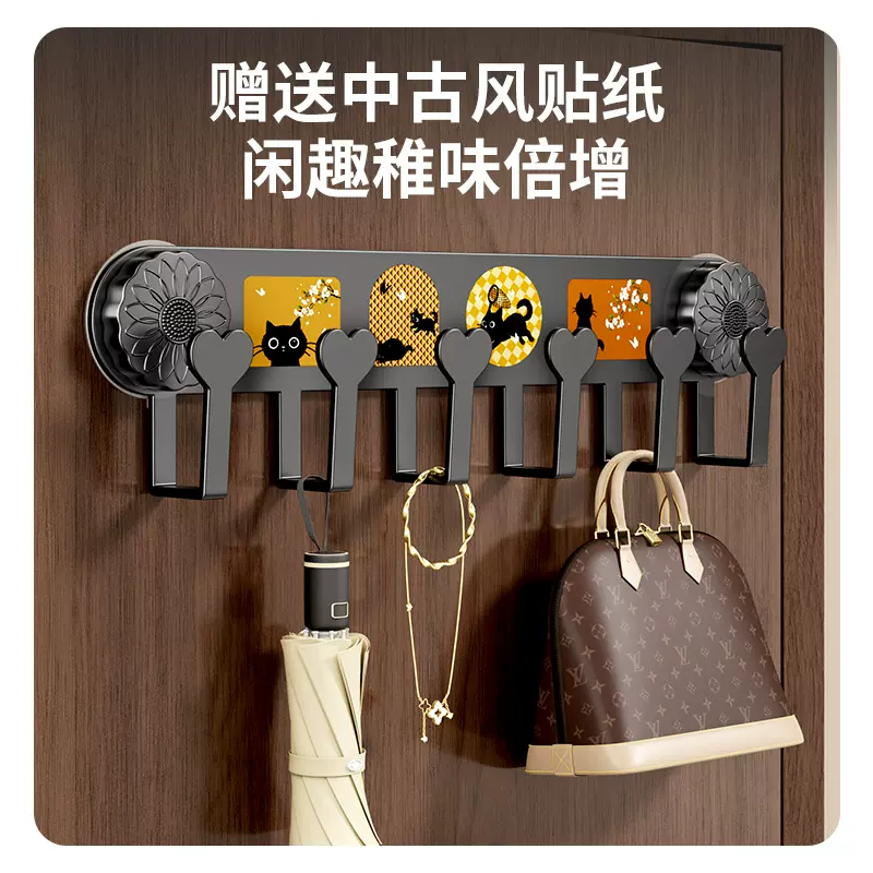 门后吸盘挂钩免打孔卧室挂衣服厨房粘钩门后衣服帽子钩收纳置物架