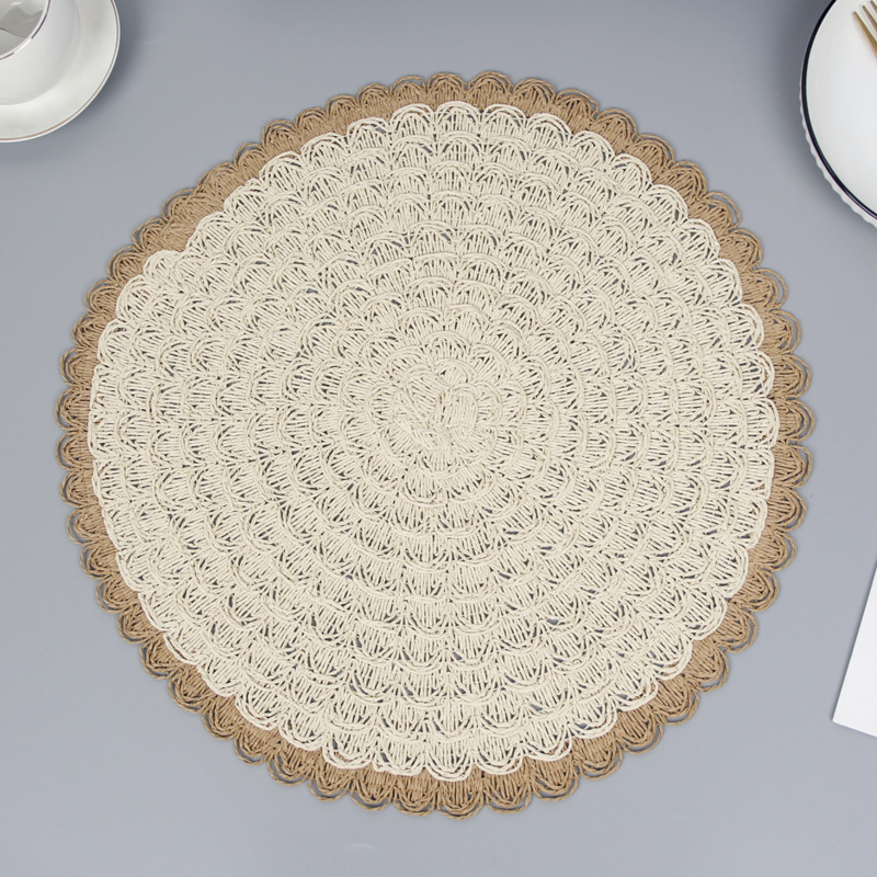 Amazon agua corrugada almohadilla de aislamiento térmico de papel creativo simple almohadilla de decoración de viento tejida a mano almohadilla de mesa redonda