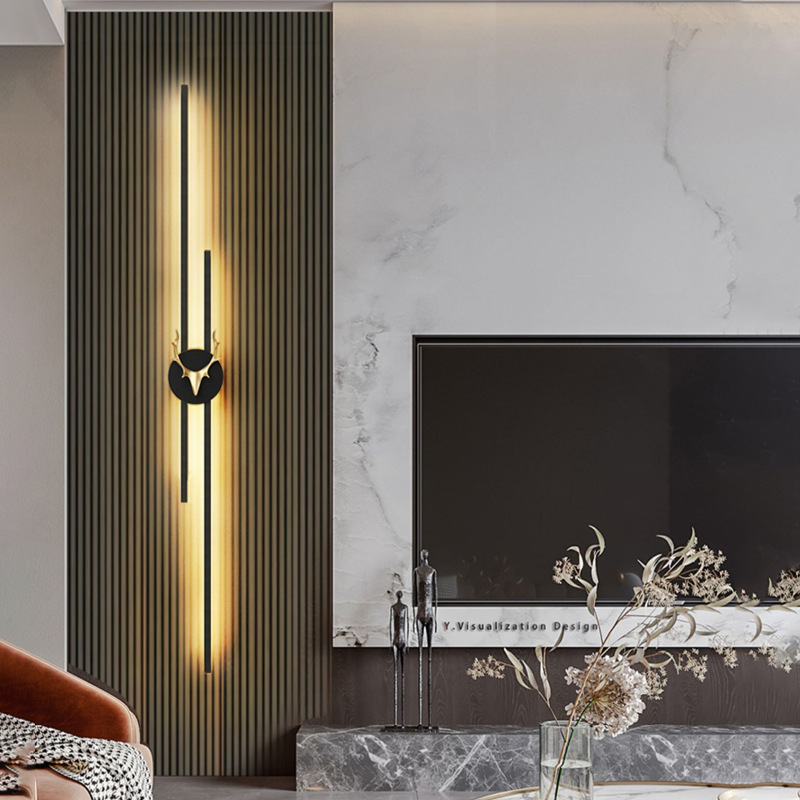 lámpara de pared de banda larga minimalista parrilla de sala de estar TV lineal lámpara de pared de fondo dormitorio simple cabezal de cama lámpara de pared de hotel