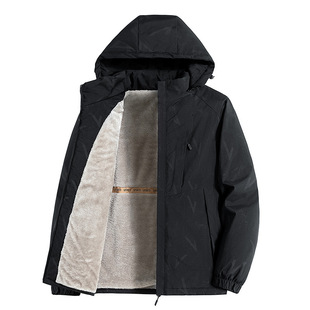 Customized Logo Cotton Outwear for Men, Thickeneded Hooded Cotton Jacket, Couple Style Printed Dad Winter Warm Jacket, Middle-Aged and Elderly Anti-