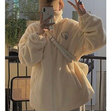 【300克羊羔绒】秋冬加绒加厚新款宽松百搭慵懒风保暖学生外套女