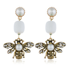 欧美长款昆虫甲壳虫耳环珍珠宝石镶钻蜜蜂耳钉义务饰品的批发市场