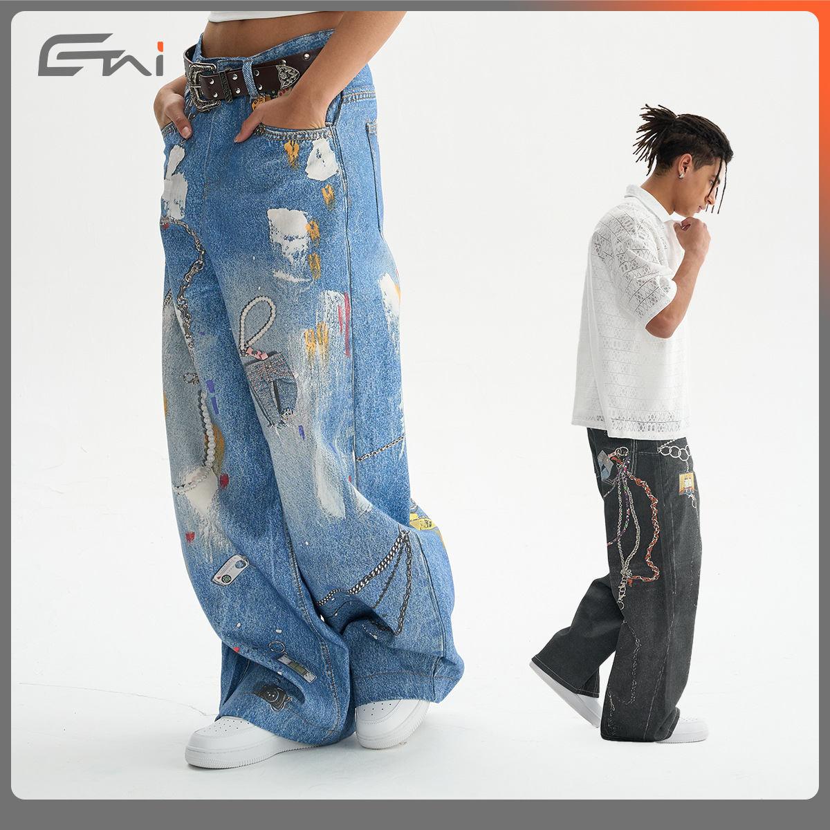 ETAI Hombre| Tendencia de alta calidad impresa en 3D jeans sueltos pesados de alta calidad jeans machetes para hombres