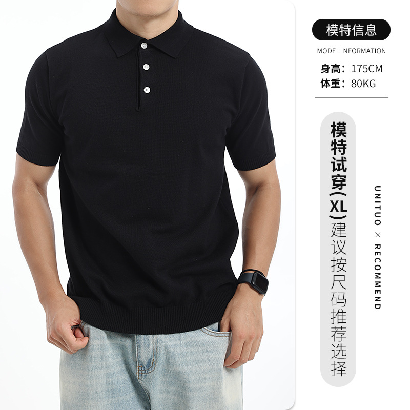 Europa y América transfronterizos algodón jersey polo hombre alto sentido de negocios casual lujo ligero revestimiento polo camisa de manga corta