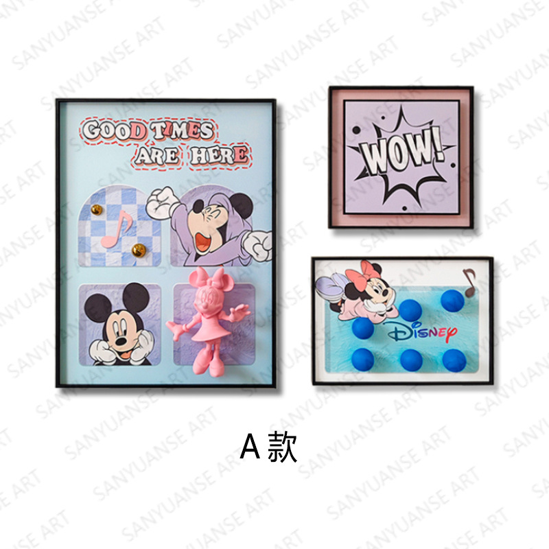 Pintura física tridimensional niño niña habitación pintura colgante dibujos animados Mickey Minnie pintura decorativa habitación infantil pintura creativa
