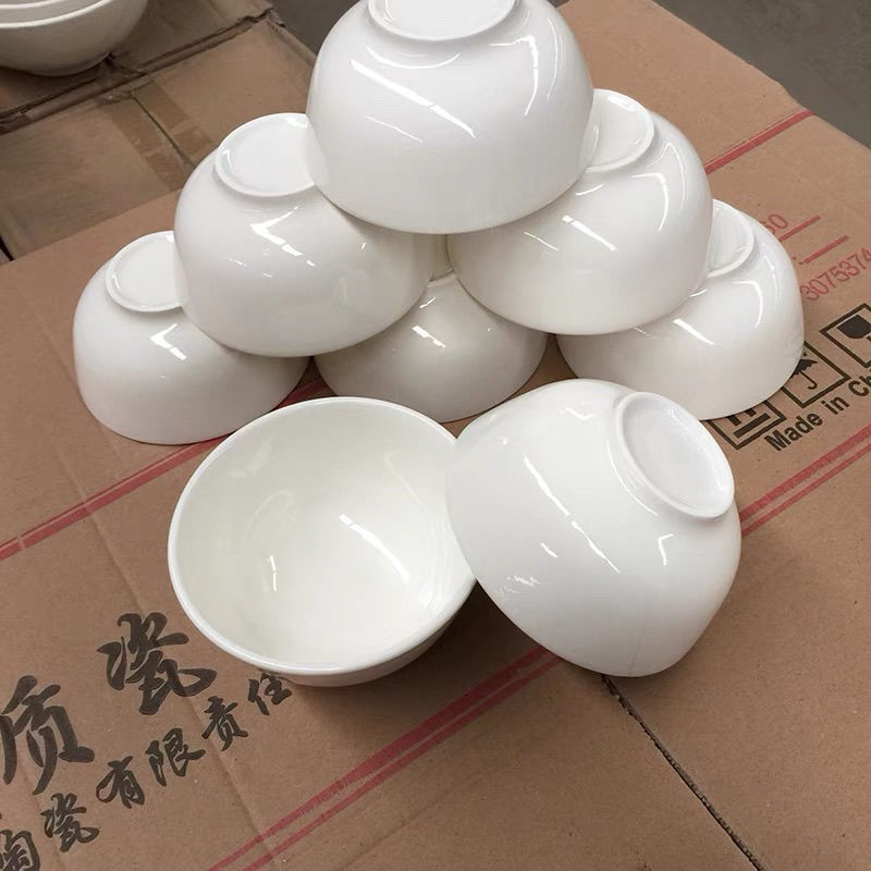 饭店用陶瓷白色小米饭碗纯白色米小碗汤碗加厚纯白