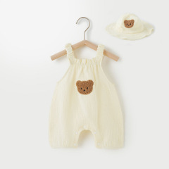 嬰兒衣服包屁衣吊帶男女寶寶紗布背心哈衣無袖連體衣套裝夏季薄款