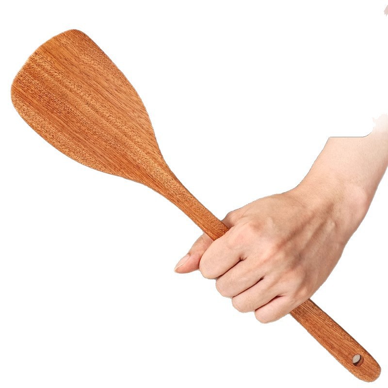Pan de madera de árbol negro pan antiadherente para el hogar alargar la pala para fritar verduras utensilios de cocina resistente a altas temperaturas pan de madera de grado alimenticio