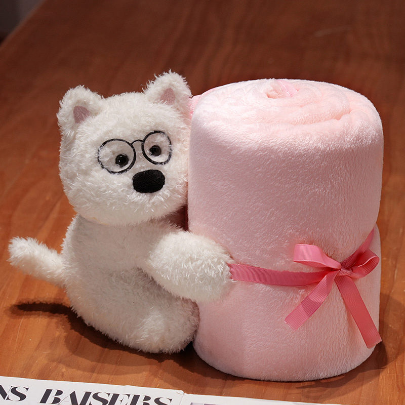 Bebés de dibujos animados encantadores muñecas de animales con mantas muñecas de peluche 2 en 1 para niños y niñas siesta almohada mantas