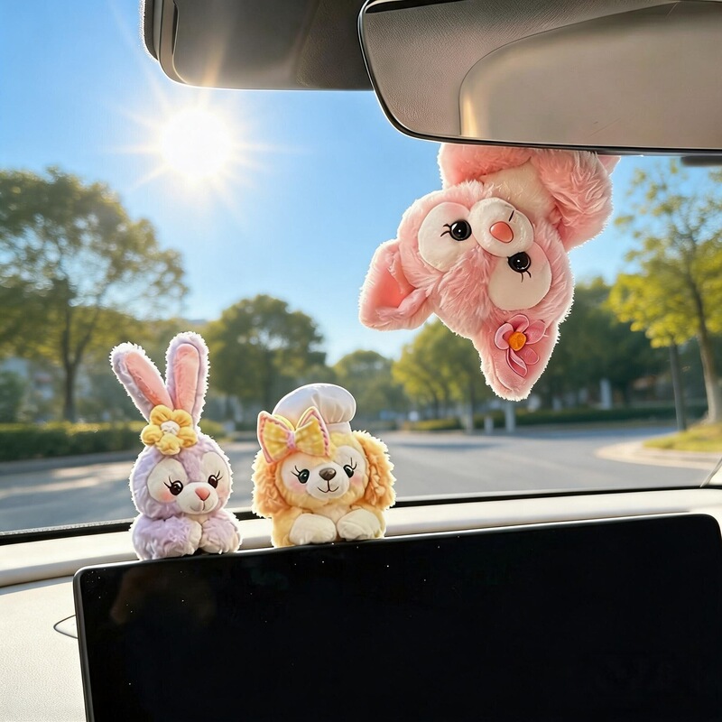 2026 New Car Rearview Mirror Ornament Linabell Lying Doll Car Interior Dashboard Screen Decoration Cute for Girls