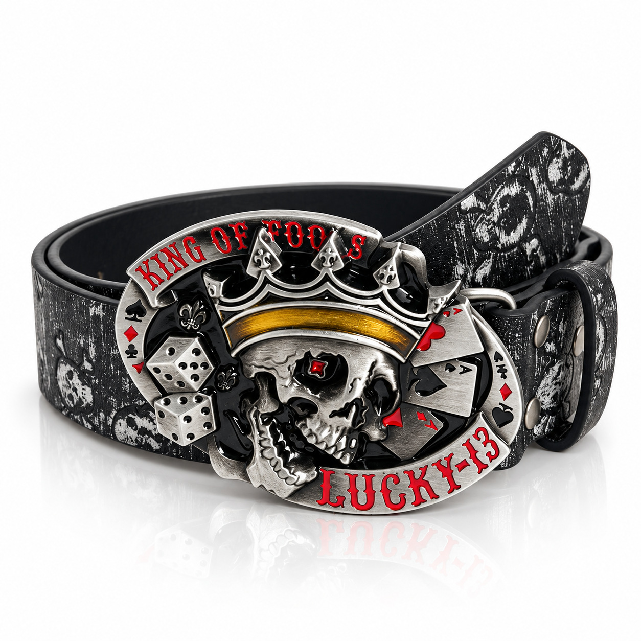 vintage skull belt - Herrenledergürtel mit Totenkopf, Retro-Stil, Punk, Motorrad-Look, Metallschnalle, modisch