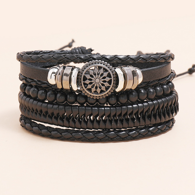 retro woven leather bracelet set wholesale