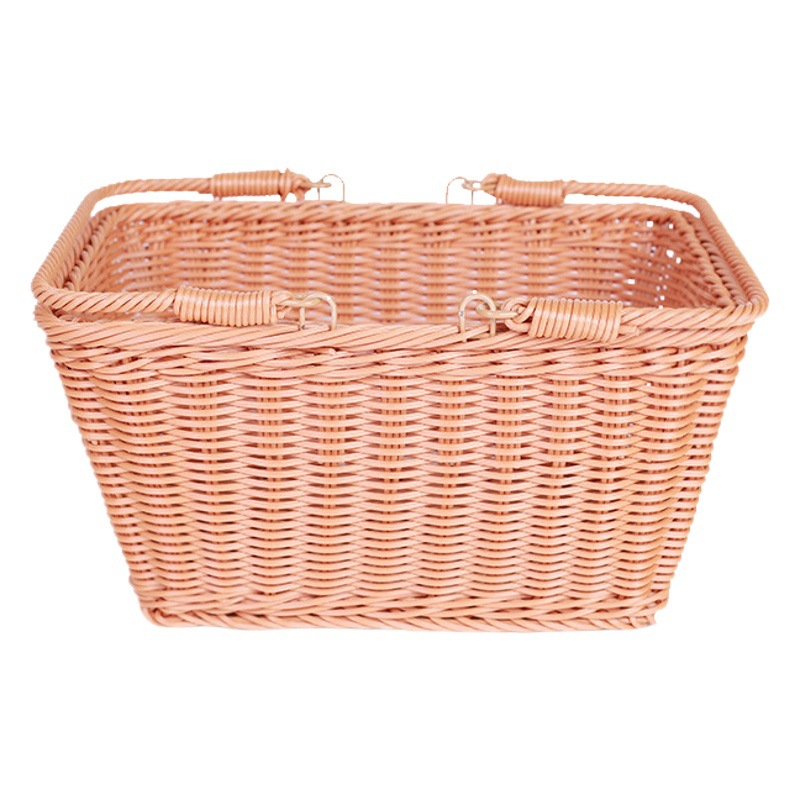 Cesta de Almacenamiento Portátil de Ratán Sintético de Plástico Multiusos Tejido a Mano para Ropa y Frutas