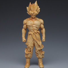 Clay Paulownia Wood Carved Super Saiyan Goku Wooden Hand Desk Ornament Home Office Living Room Home Decor