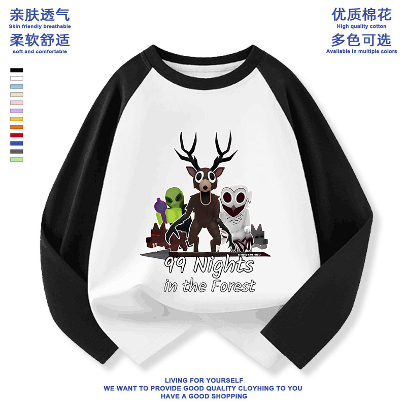 Roblox 99Nights in the Forest 99 Nights in the Forest Printed Long-Sleeved T-Shirts for Boys and Girls