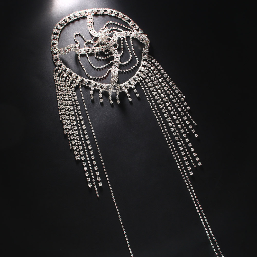 Europa y América nuevo rhinestone borla pelo cadena personalidad hip hop malla tocado accesorios exagerados pelo cadena