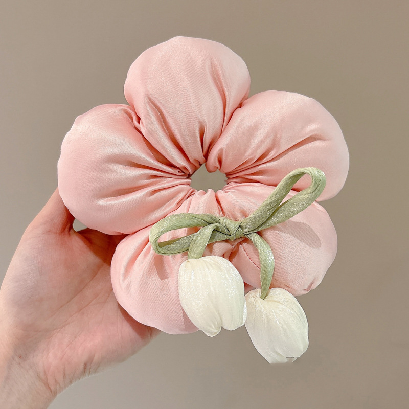 Flor Tulip Coron Hairy Circle para el cabello Ambiente dulce para niños Cabeza tridimensional Flor con bola Cabeza Cuerda para el cabello Tocado Mori