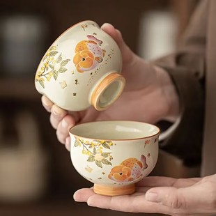Plant Ash Big Head Goldfish Tea Cup Large Ceramic Tea Tasting Cup Creative Cute Master Cup Single Cup High Value Tea Cup