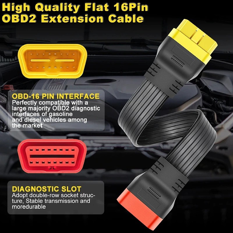 OBD2 OBDII 16Pin Extension cable Male To Female Connector