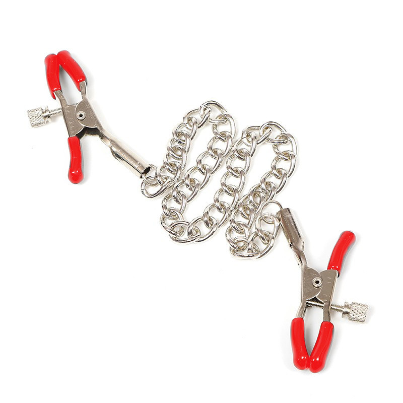 Nipple and Labia Clamps with Chain, Pink B Style, Adult Sensory Accessory — detail image 6