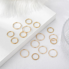 廠家直銷外貿時尚簡約素圈16件套裝戒指 跨境歐美亞馬遜熱賣戒指