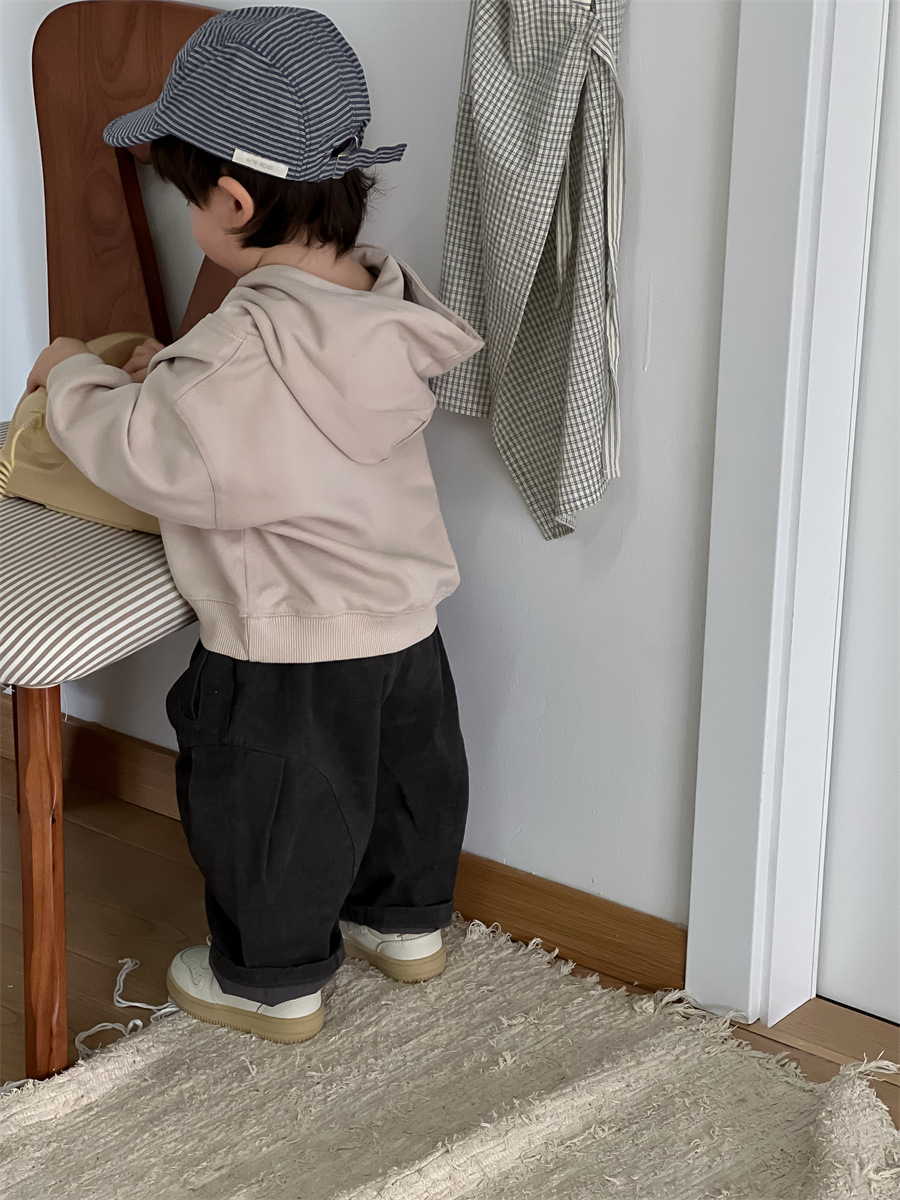 Niños 2025 otoño nuevo bebé ropa de otoño ropa infantil coreana impresión chaqueta con sombrero pantalones casuales image 4