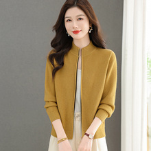 2025秋装年新款拉链毛衣二八月上衣立领针织开衫女中年妈妈外套女