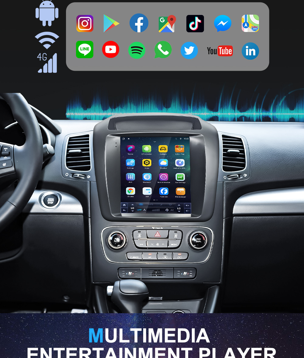 Suitable for Kia Sorento Central Control Large Screen Navigation All-In-One Android System Central Control Screen Car Navigation Device