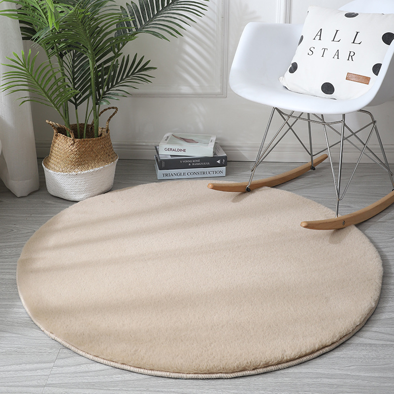 모조 토끼 모피-베이지-라운드