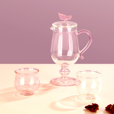 明尚德輕奢玻璃杯茶水分離茶壺家用複古玻璃茶具套裝高顏值花茶壺