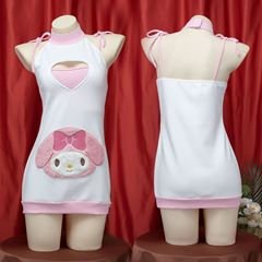 Two-dimensional soft and cute rabbit embroidery hoodie, adorable neckless pajama for female streamer performance, model C2019