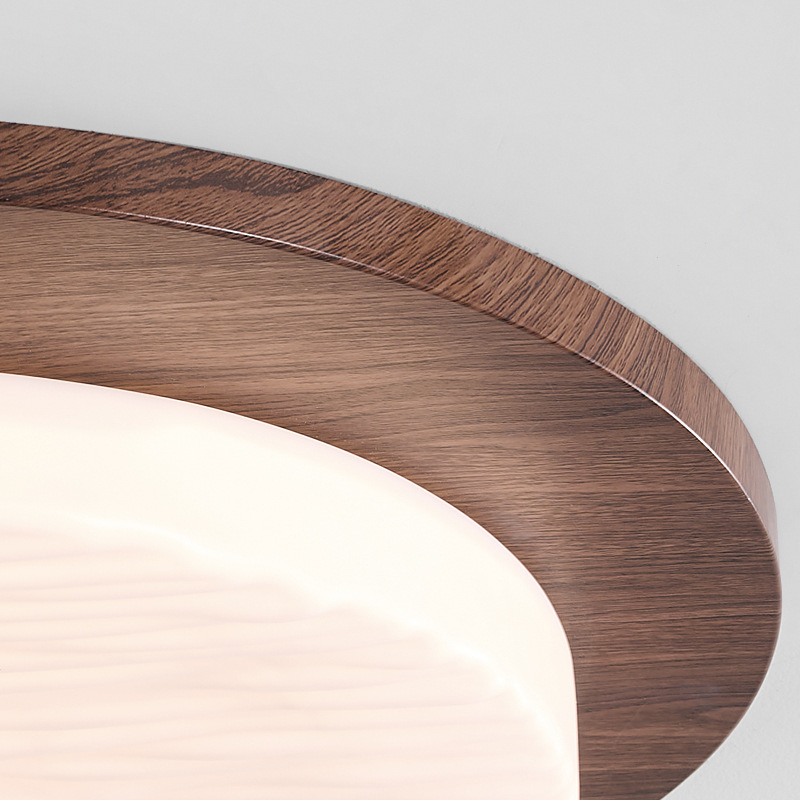 Lámpara de dormitorio principal de grano de madera Lámpara de techo redonda minimalista moderna Lámpara de dormitorio de protección ocular LED de espectro completo Lámpara de habitación atmosférica