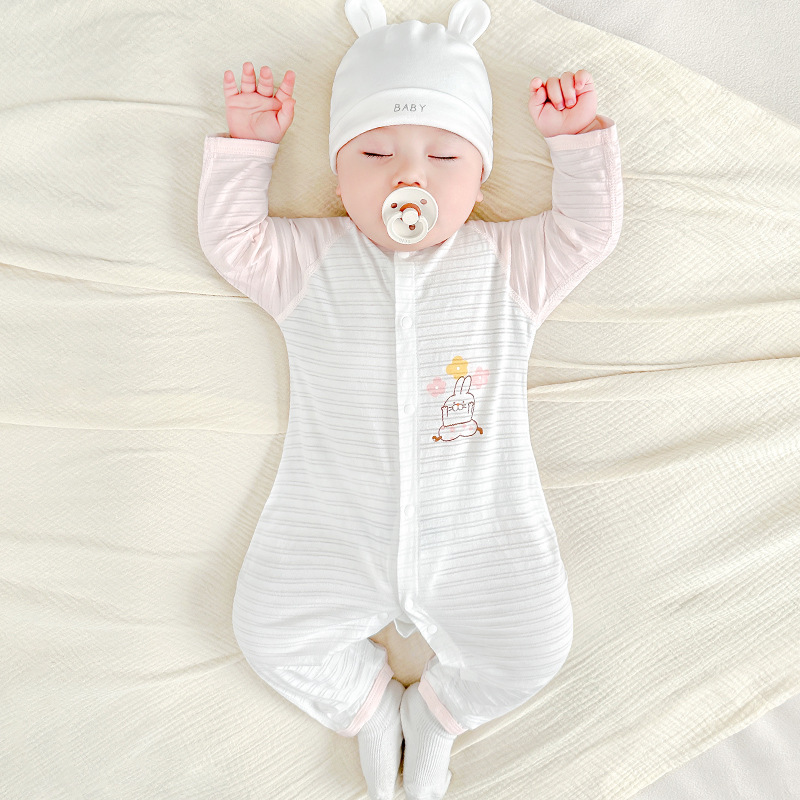 Bebé mono verano recién nacido algodón fino pijamas con aire acondicionado hombres y mujeres niños pequeños ropa de verano mami ropa de bebé