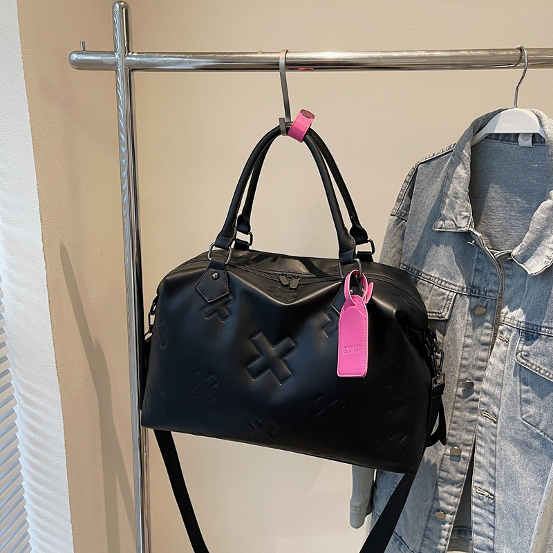 New Carry-On Travel Tote Bag Soft Leather Gym Bag For Women Fashionable Large Capacity Dry-Wet Separation Travel Bag - Thumbnail 8