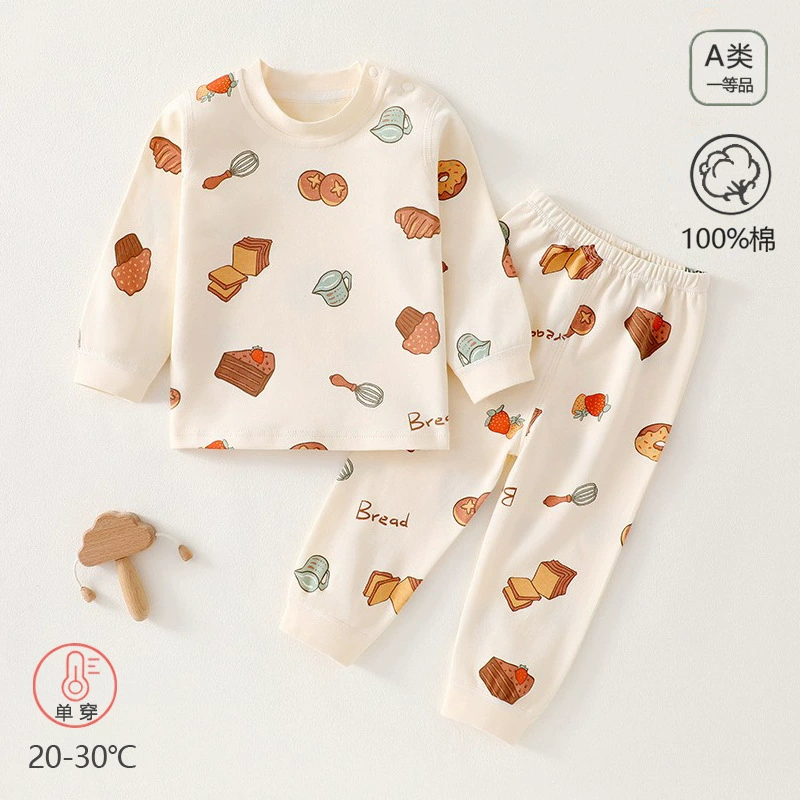 Детская осенняя одежда Осенние брюки Хлопок Категория Весна и Осень Детские Детские Разделенные Одежда Пижама Домашнее Одежда Комплект нижнего белья