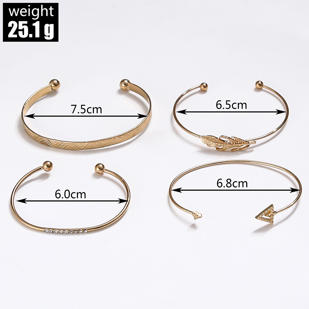 Wholesale Jewelry Leaf Pattern Row Diamond Four-piece Bracelet Set Nihaojewelry display picture 2