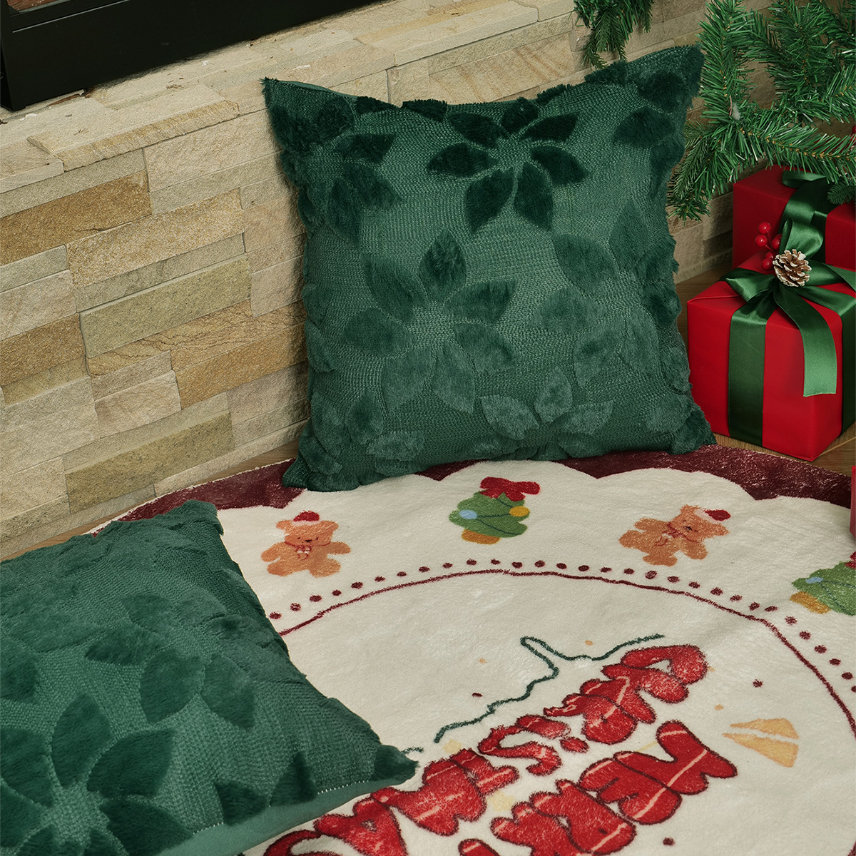 2025 transfronterizos nuevos fundas de almohada de Navidad Europa y América decoración de Navidad fundas de almohada de peluche TEMU en stock